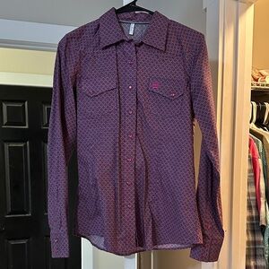 Cinch pink/green Geo Buttonf Down
